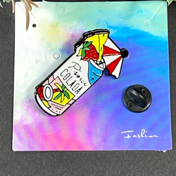 Pina Colada Cocktail Lapel Pin Umbrella Drink Food Pin Brooch Badge Accessories - Picture 2 of 7